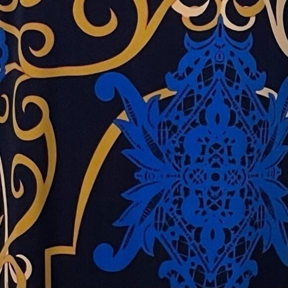 Tibi Black Gold Blue Bold Print Date Night Event Shift Dress NWOT Size S - Picture 5 of 12